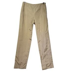 Ralph Rucci Pants Womens 6 Beige 100% Silk Straight Leg Dressy Career Trousers